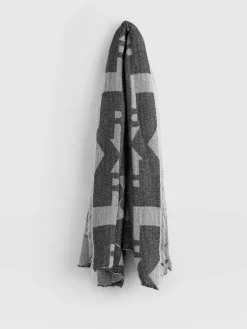 Online Saint and Sofia Abstract Rock Scarf - Black/Cream