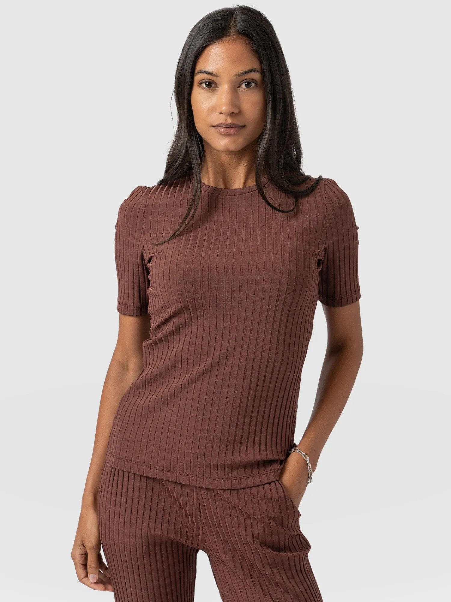 Online Saint and Sofia Adaline Tee - Maroon Rib