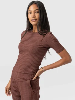 Online Saint and Sofia Adaline Tee - Maroon Rib