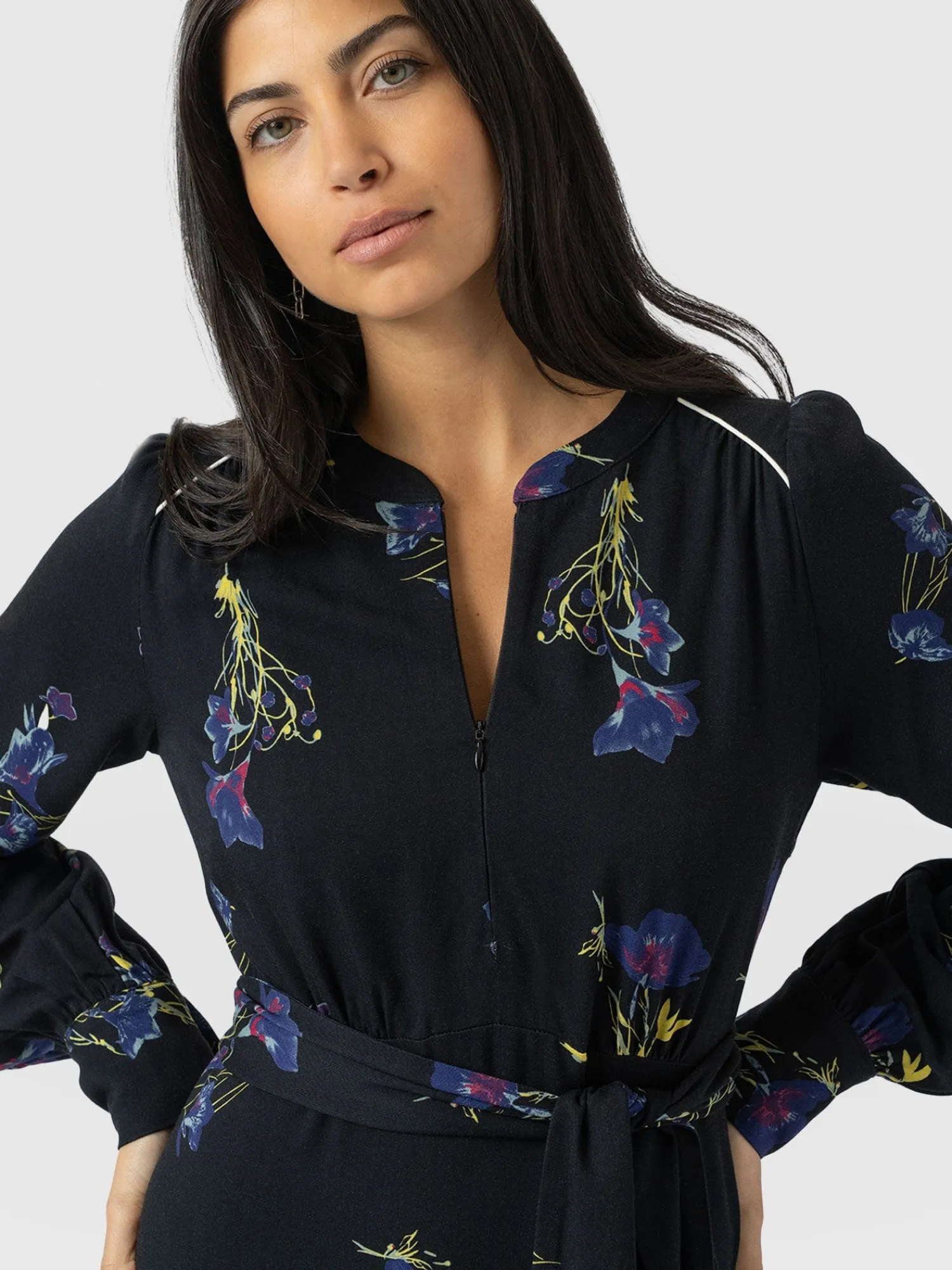 Outlet Saint and Sofia Adaline Zip Up Dress - Blue Lily Gardens