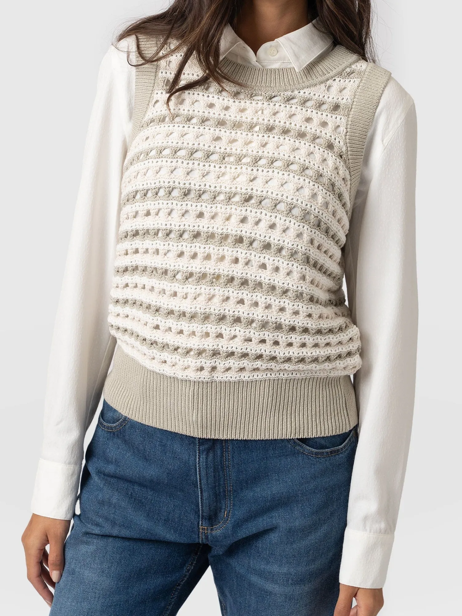 Clearance Saint and Sofia Adler Sleeveless Knit - Beige