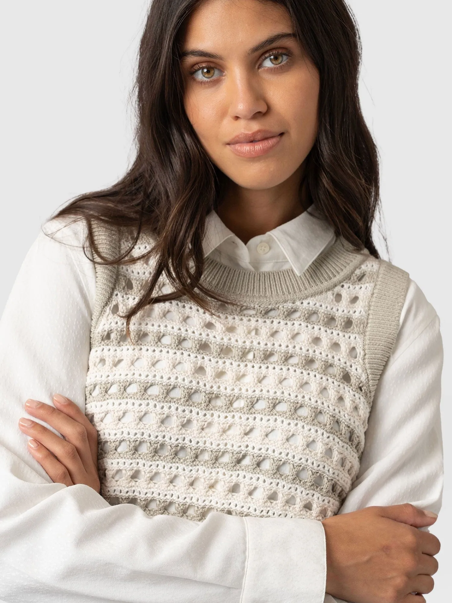 Clearance Saint and Sofia Adler Sleeveless Knit - Beige