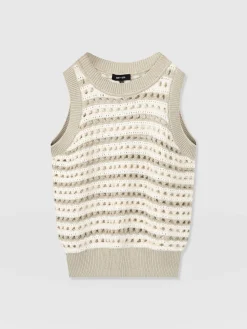 Clearance Saint and Sofia Adler Sleeveless Knit - Beige