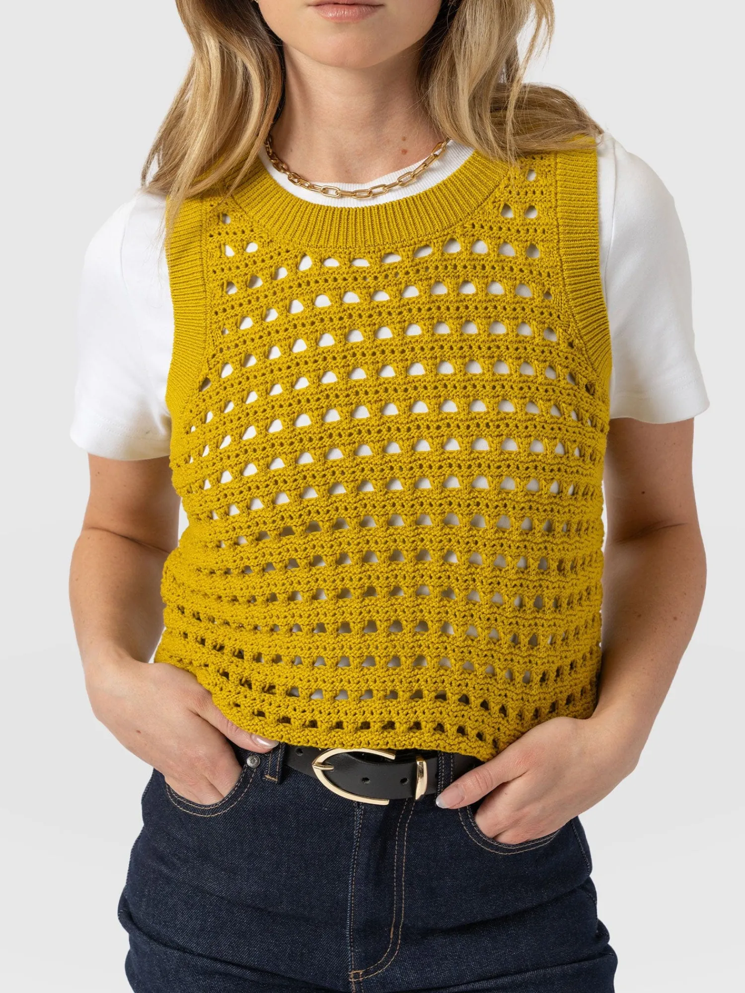Outlet Saint and Sofia Adler Sleeveless Knit - Mustard