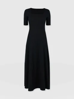 Hot Saint and Sofia Akia Short Sleeve Dress - Black Textured