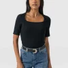 Fashion Saint and Sofia Akia Short Sleeve Tee - Black Textured