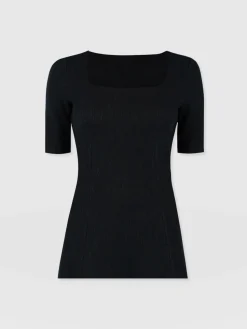 Fashion Saint and Sofia Akia Short Sleeve Tee - Black Textured