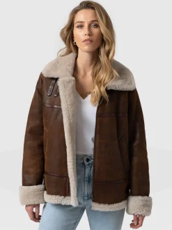 Online Saint and Sofia Amelia Aviator Jacket - Brown