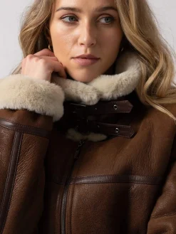 Online Saint and Sofia Amelia Aviator Jacket - Brown