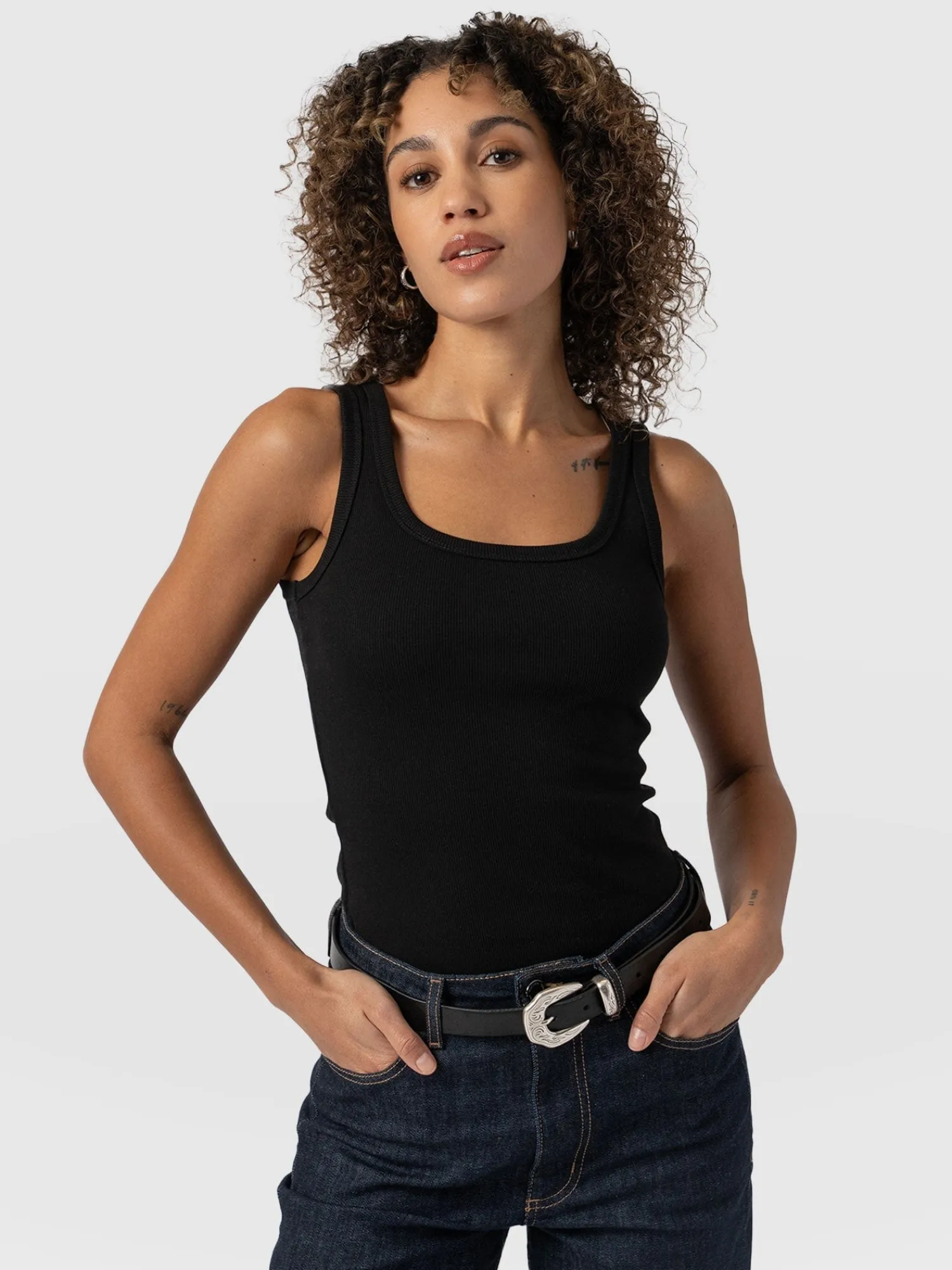 Fashion Saint and Sofia Asher Scoop Neck Vest - Black