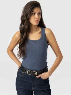 Discount Saint and Sofia Asher Scoop Neck Vest - Dusty Blue