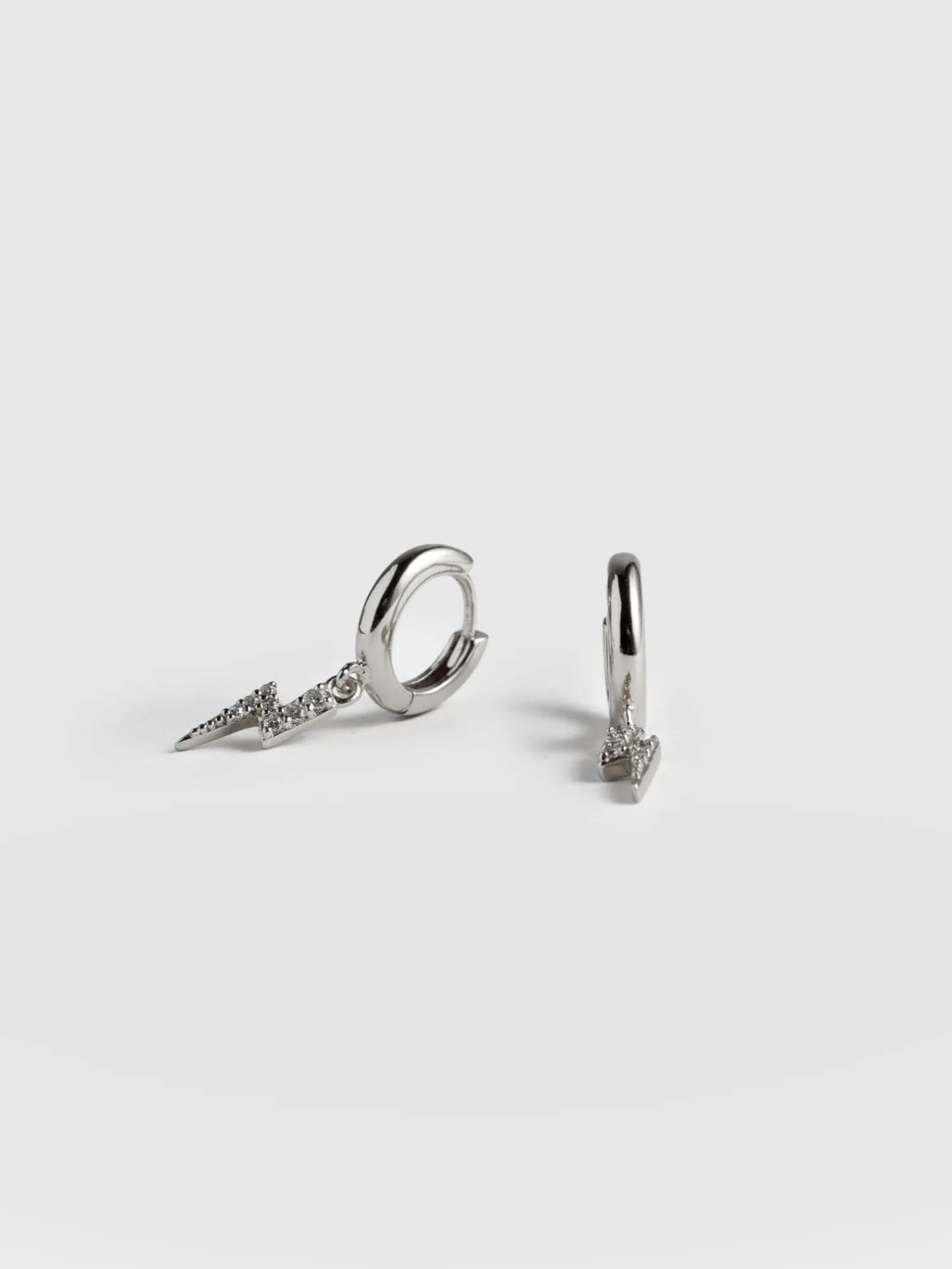 Hot Saint and Sofia Astral Lightning Charm Drop Earrings - Silver