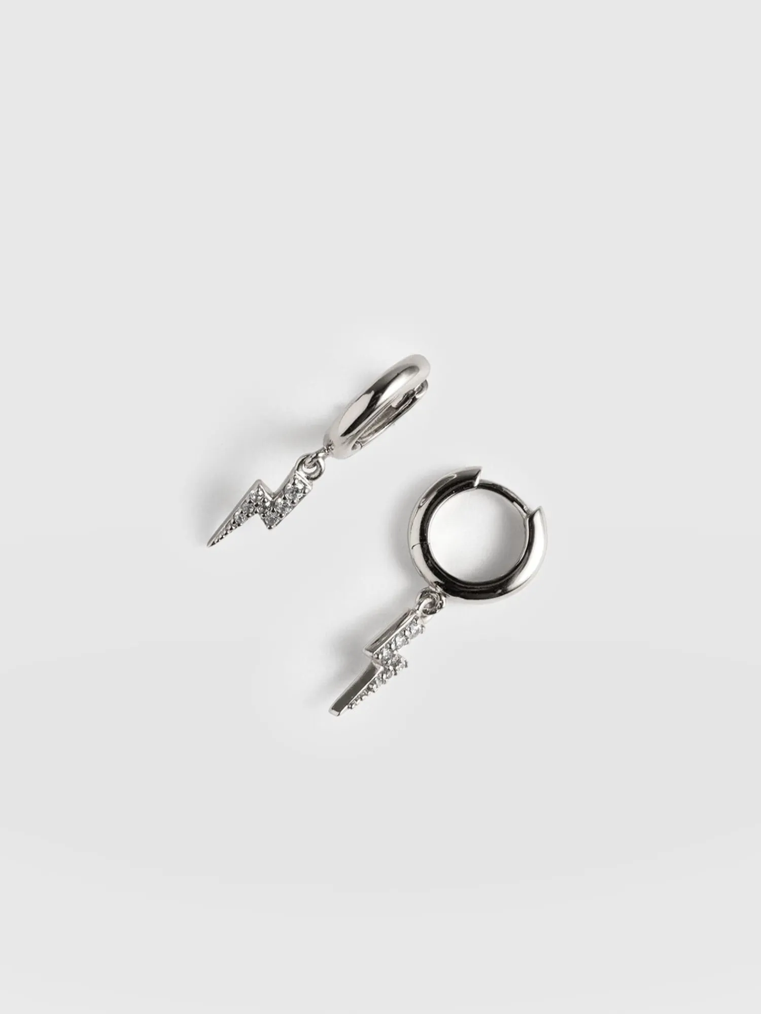 Hot Saint and Sofia Astral Lightning Charm Drop Earrings - Silver