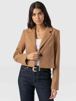 Hot Saint and Sofia Astrid Crop Blazer - Camel