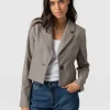 Hot Saint and Sofia Astrid Cropped Blazer - Brown Herringbone
