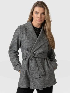 Sale Saint and Sofia Audrey Wrap Coat - Chevron