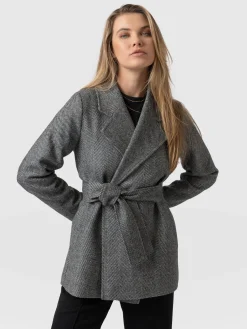 Sale Saint and Sofia Audrey Wrap Coat - Chevron