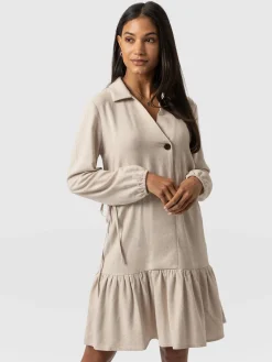 Hot Saint and Sofia Aurelia Mini Linen Dress - Oatmeal