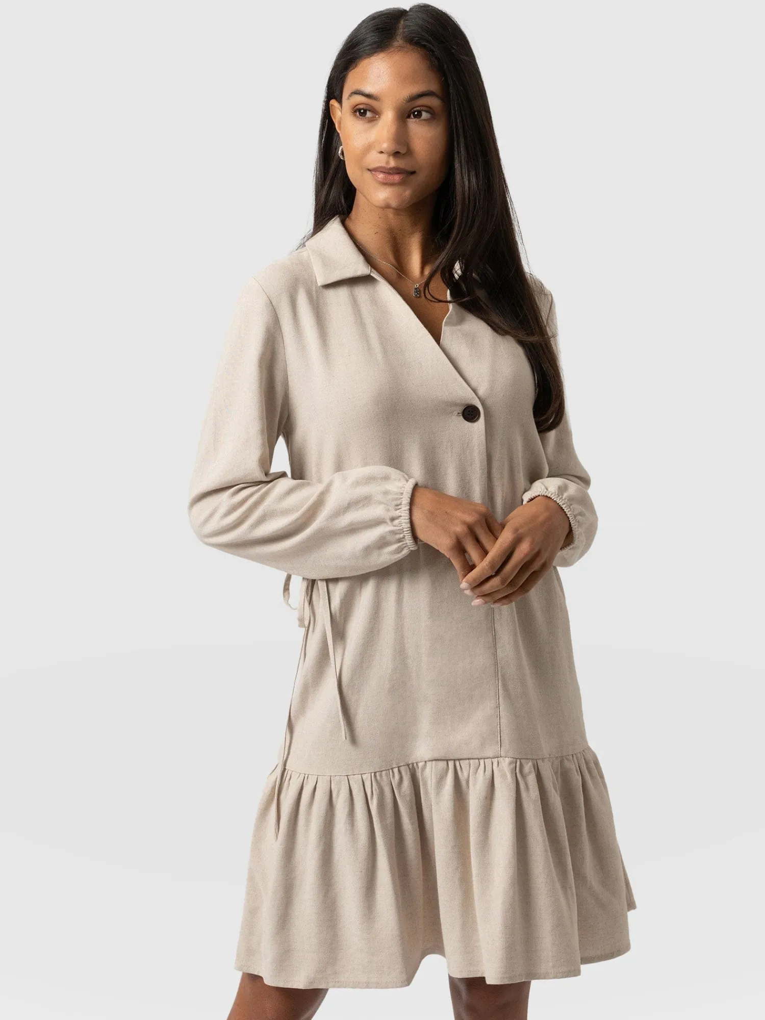 Hot Saint and Sofia Aurelia Mini Linen Dress - Oatmeal