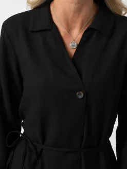 Fashion Saint and Sofia Aurelia Mini Linen Dress - Black