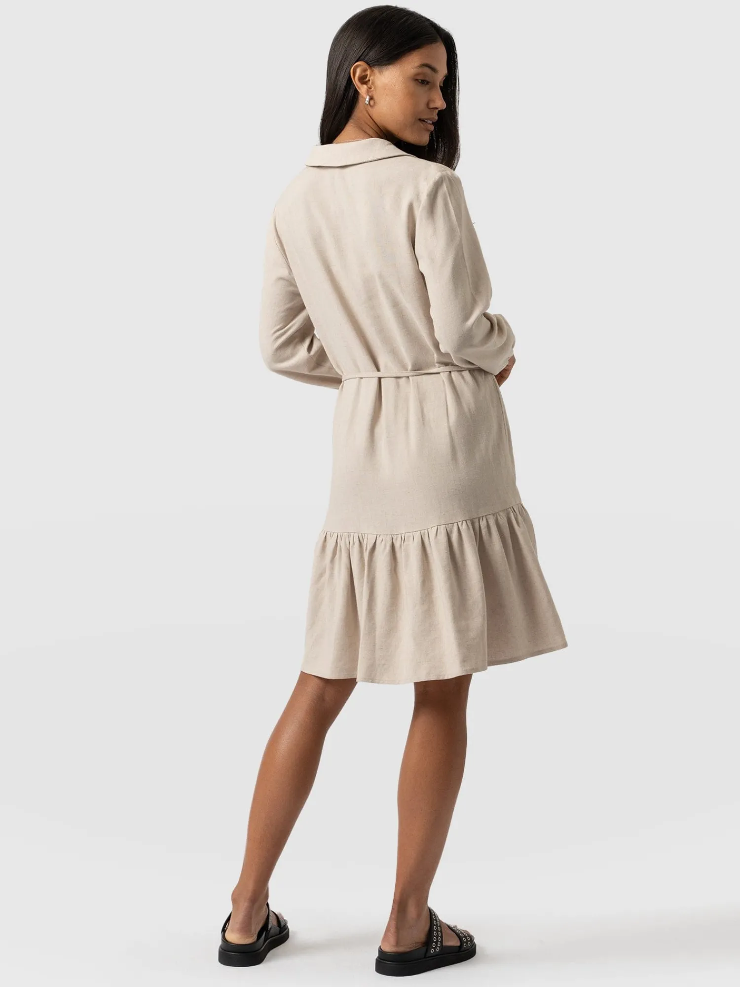 Hot Saint and Sofia Aurelia Mini Linen Dress - Oatmeal