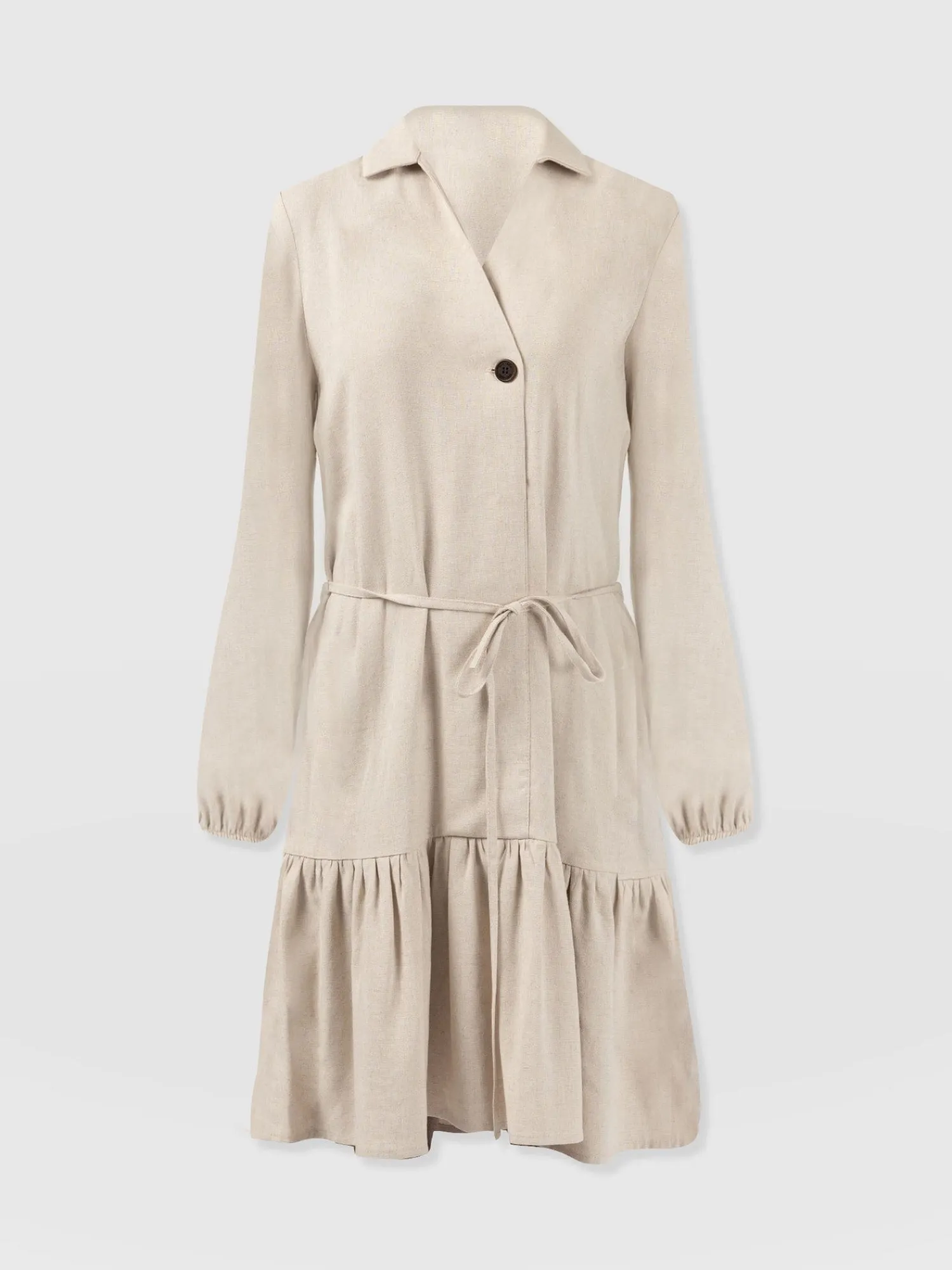 Hot Saint and Sofia Aurelia Mini Linen Dress - Oatmeal