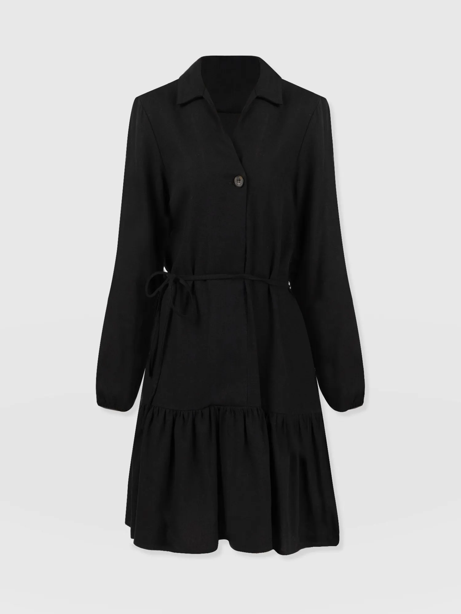 Fashion Saint and Sofia Aurelia Mini Linen Dress - Black