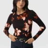 Outlet Saint and Sofia Austen Crew Neck Long Sleeve Tee - Orange Aurora