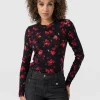Outlet Saint and Sofia Austen Crew Neck Long Sleeve Tee - Pink Aurora