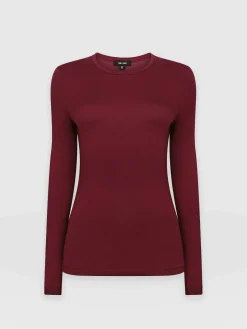 Discount Saint and Sofia Austen Crew Neck Tee - Burgundy