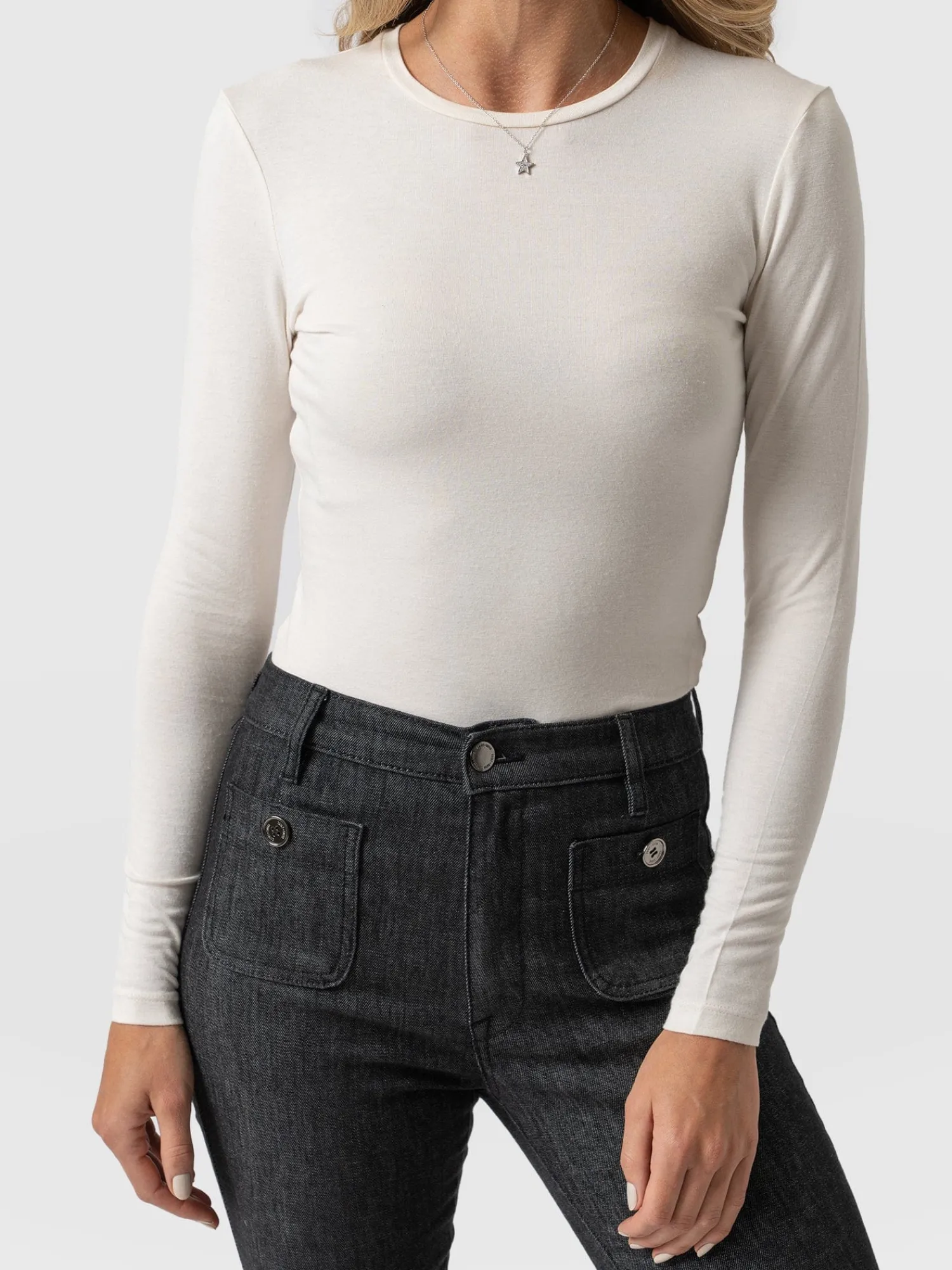 Sale Saint and Sofia Austen Crew Neck Tee - Cream