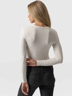 Sale Saint and Sofia Austen Crew Neck Tee - Cream