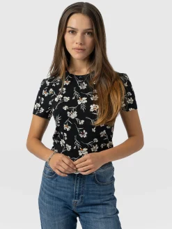 Online Saint and Sofia Austen Crew Neck Tee Short Sleeve - Black Spring Floral