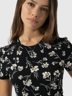 Online Saint and Sofia Austen Crew Neck Tee Short Sleeve - Black Spring Floral
