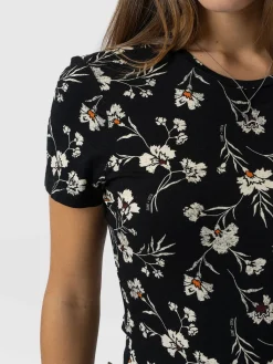 Online Saint and Sofia Austen Crew Neck Tee Short Sleeve - Black Spring Floral