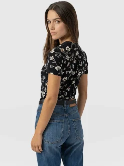 Online Saint and Sofia Austen Crew Neck Tee Short Sleeve - Black Spring Floral