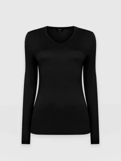 Discount Saint and Sofia Austen V Neck Tee - Black