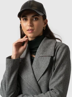 New Saint and Sofia Avalon Leather Baseball Cap - Black