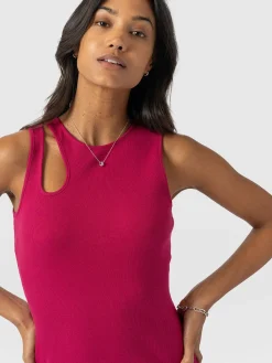 Clearance Saint and Sofia Axel Cut Out Dress - Fuchsia Pink