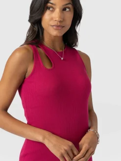 Clearance Saint and Sofia Axel Cut Out Dress - Fuchsia Pink
