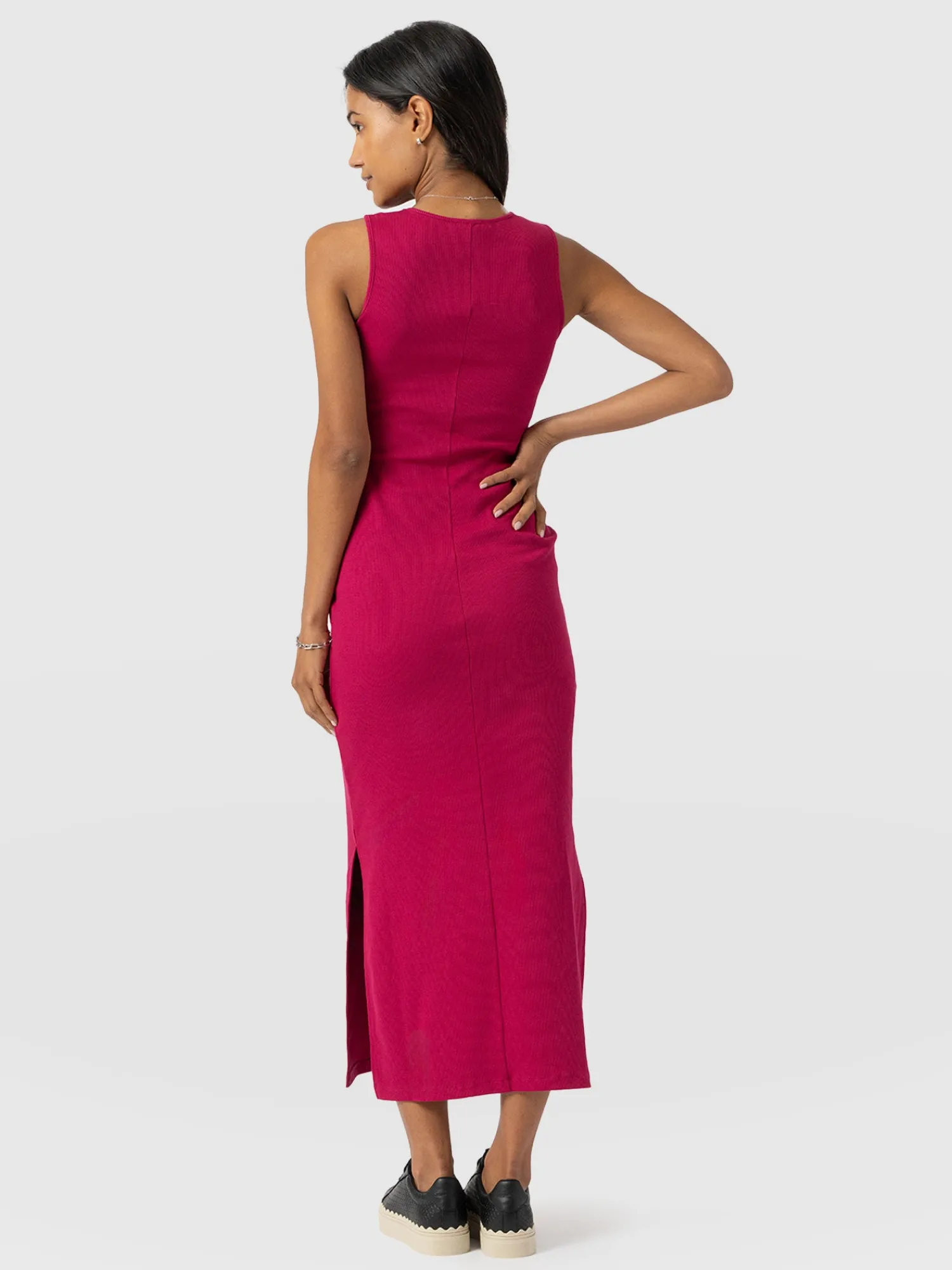 Clearance Saint and Sofia Axel Cut Out Dress - Fuchsia Pink