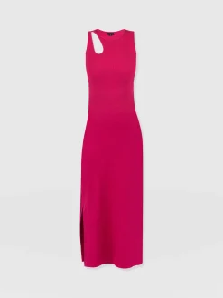 Clearance Saint and Sofia Axel Cut Out Dress - Fuchsia Pink