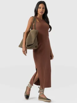 Discount Saint and Sofia Axel Cut Out Dress - Russet Brown