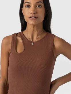 Discount Saint and Sofia Axel Cut Out Dress - Russet Brown