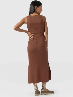Discount Saint and Sofia Axel Cut Out Dress - Russet Brown