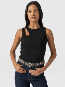 New Saint and Sofia Axel Cut Out Vest - Black