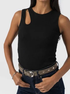 New Saint and Sofia Axel Cut Out Vest - Black