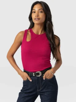 Best Saint and Sofia Axel Cut Out Vest - Fuchsia Pink