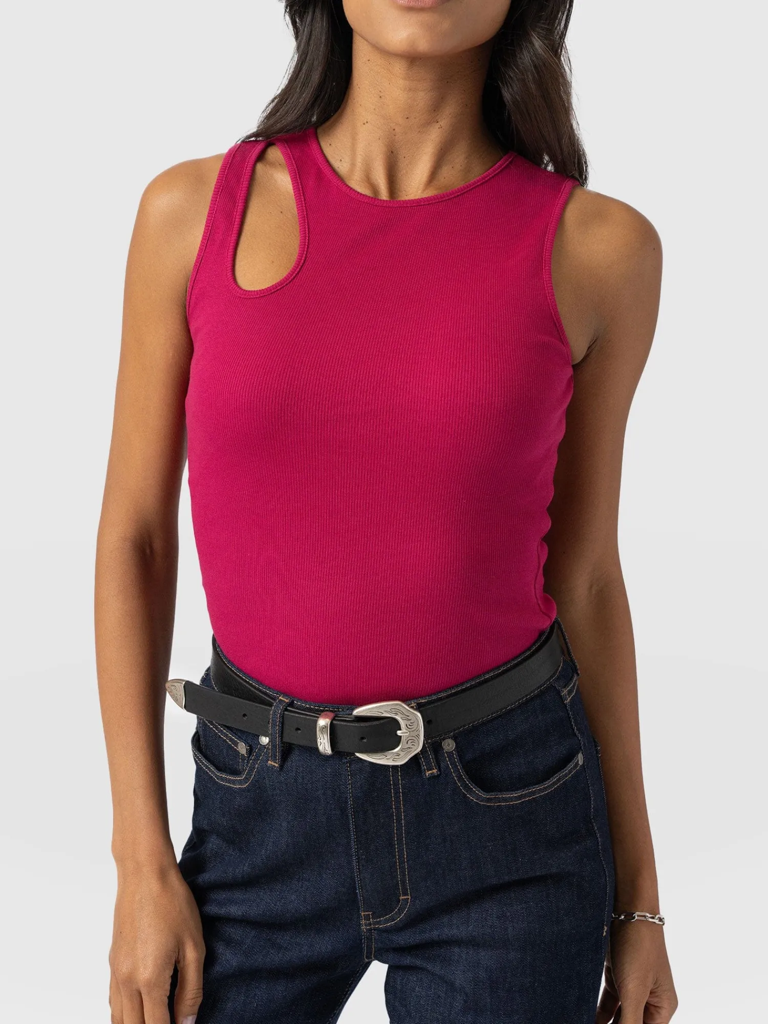 Best Saint and Sofia Axel Cut Out Vest - Fuchsia Pink