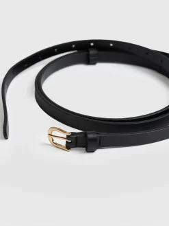 New Saint and Sofia Axel Double Skinny Belt - Black